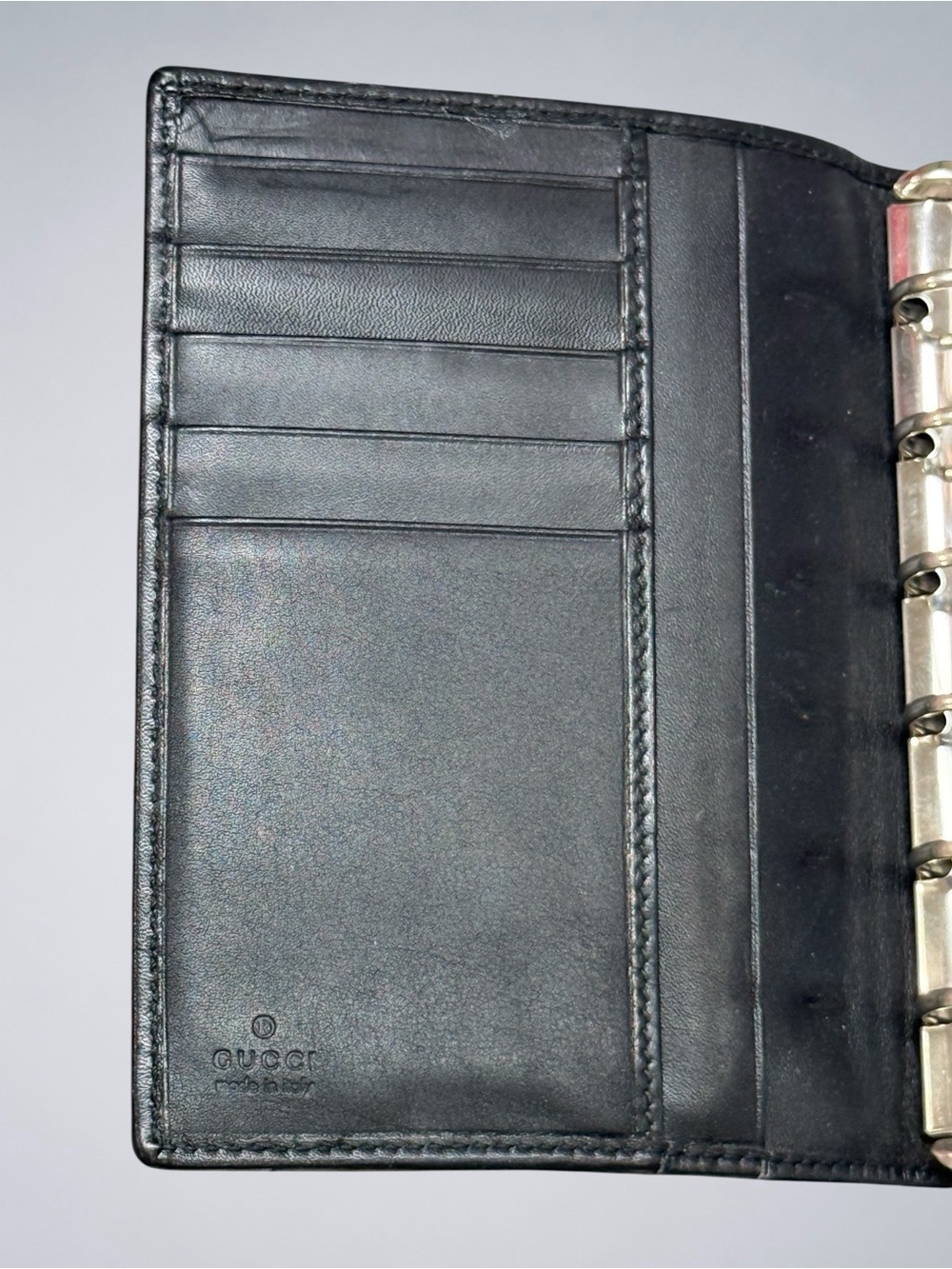 Vintage Gucci GG Denim 6 Ring Agenda Planner Black Y2K Original Retail Tag EPC - Picture 7 of 12